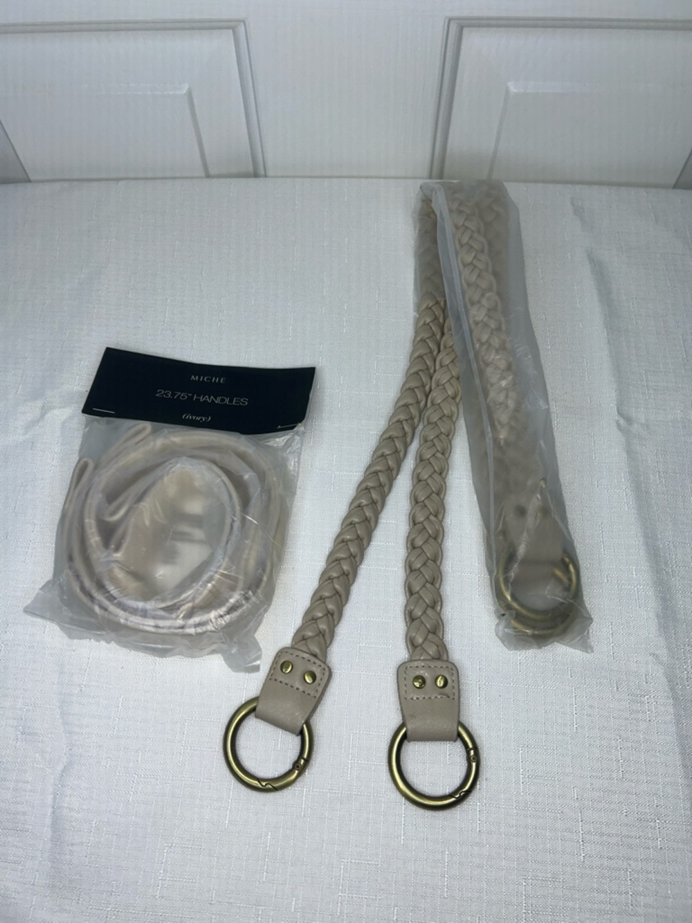 Miche Beige Braided Replacement Bag Strap with Brass Rings 2 Sets